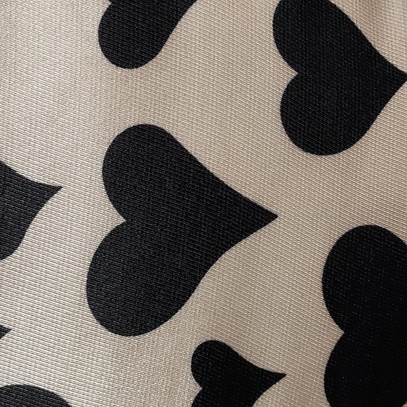 ModCloth Minuet Black & Antique White Heart Print Mesh Yoke Organza Dress Size L - Picture 5 of 9